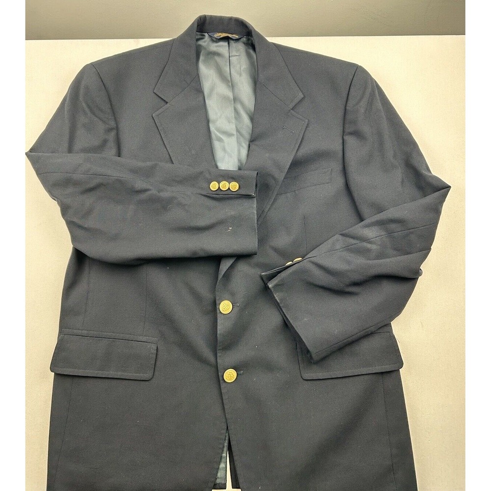 Brooks Brothers Brooksease Men's 43? Sport Coat Blazer Jacket Black Wool‎ USA